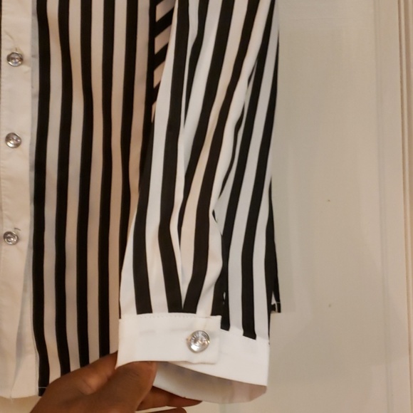 Ladies Long Sleeve Black & White Blouse SZ 3XL - Picture 4 of 8